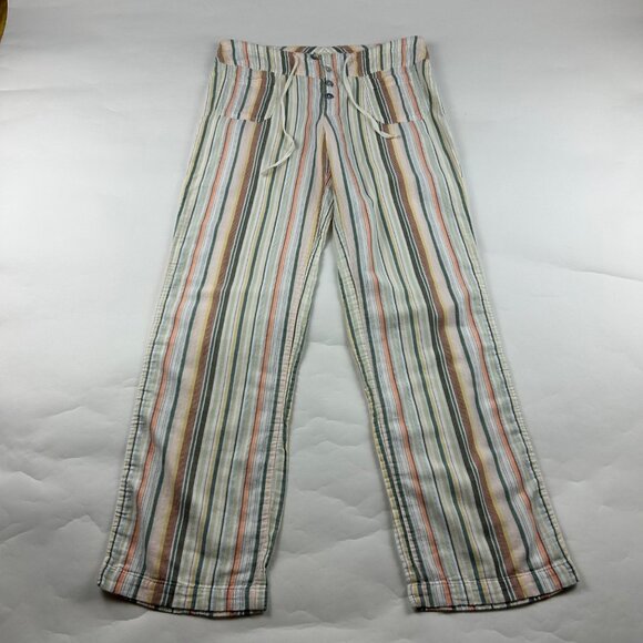 Sundance Pants - Sundance Neutral Striped Cotton Wide Leg Lounge Pant M